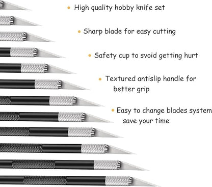 15 Pack Exacto Knife Set, Hobby Knife, Back to School Supplies Craft Knifes Kit for Art, Carving, DIY, Scrapbooking, Art, Cutting, Stencil(Black)