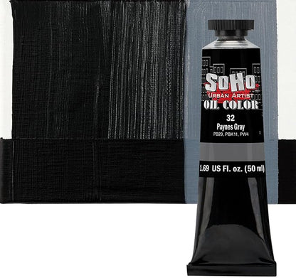 Soho Urban Artist Oil Paint - Payne's Grey, 50 ml Tube - Best Valued Oil Colors for Painting, Excellent Pigment Load