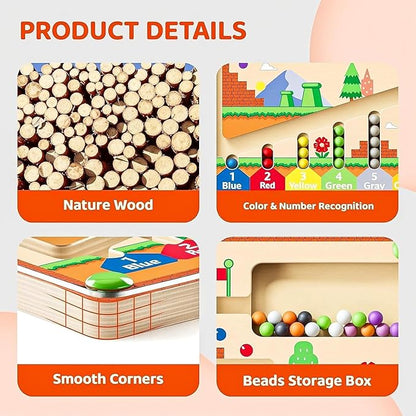 Montessori Toys,Magnetic Color and Number Maze,Wooden Toys for Ages 2-4,Toddler Fine Motor Skills Toys for Boys Girls