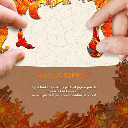 KAAYEE Wooden Jigsaw Puzzles-Wooden Puzzle Adult Unique Shape Advanced Phoenix Wooden Jigsaw Puzzle for Adult,Fathers, Family Puzzles 11.8 * 10.9in 200pcs