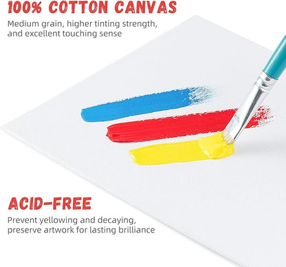 Simetufy 12 Pack 8x10 Canvas Boards for Painting, Blank Flat Canvas Panels Art Painting Supplies - Gesso Primed 100% Cotton for Acrylic Oil Watercolor Tempera Paint