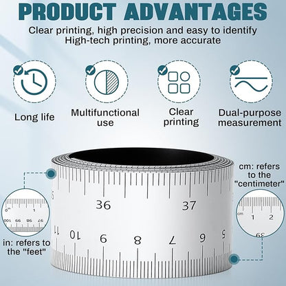 4 Pcs 39.37 Inch Magnetic Ruler Flexible Magnetic Ruler Magnet Measuring Tape with Both Inches and Centimeters, Suitable for Whiteboard, Lathes, Workshops, Table Saws, Mills, Easy to Take