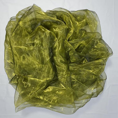 Two-Tone Iridescent Holographic Organza Fabric - 11 Yards | Lightweight Sheer Gauze Voile Tulle | for Dresses, Party Decor, DIY Crafts, Shiny Backdrops（Olive-Greenish Yellow