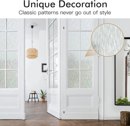 Haton Window Privacy Film, Frosted Glass Static Cling Sun Heat Blocking Window Clings, Frosting Opaque Coverings, Vinyl Removable Stickers Tint for Home Door Office, Non Adhesive 35.4" x 78.7"