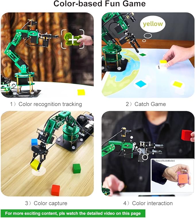 Yahboom Robot Arm Kit 6DOF for Raspberry Pi 5 AI Programmable Electronic DIY Robot Hand Building with Camera for Adults ROS Open Source (RPI-DOFBOT-Pi 5-8GB)