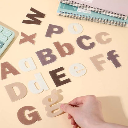 Breling 310 Pieces Felt Bulletin Board Letters Sticker with Number, 2" Bulk Self Adhesive ABC Upper Lowercase Sticky Letter for Christmas Gift Poster Bulletin Board Classroom(Brown Color)