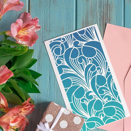 Stencils for Crafts Reusable Texture Stencils Background Stencil Leaf Floral Templates for Painting on Wood Furniture Card Canvas Scrapbook(Border Stencil 04/18p)