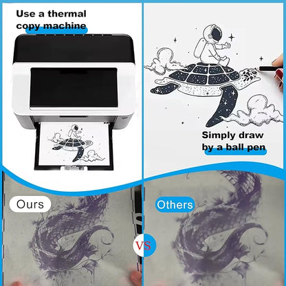 Tattoo Transfer Paper 100 Sheets, Thermal Stencil Paper for Tattooing A4 Professional Tracing with Crisp Transfer 4 Layer Stencil Paper 8.27" x 12" Tattoo Supplies for Studios & Beginners