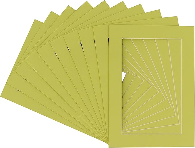 11x14 Mat for 8.5x11 Photo - Precut Pistachio Green Picture Matboard for Frames 11 x 14 Inches - Bevel Cut to Display Art 8.5 x 11 - Acid Free Pack of 100 MATS with Backing Boards & Clear Bags