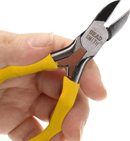 The Beadsmith Color-ID Side Cutter – 5 inches (127mm) – Yellow Comfort Grip Handle – Polished Steel Head and Double-Leaf Spring - Tool for Jewelry Making