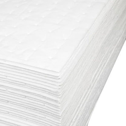 PONO 50 Pcs Oil Absorbent Pads, 15x20 IN White Heavy Weight Oil-Only Absorbent Pad,Used for Oil Spill Cleaning in Garage Workshop, Reusable, Washable, Durable