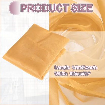 MECCANIXITY Iridescent Sheer Organza Fabric, 2 Yards x 59 Inches Solid Holographic Shiny Fabric Organza Cloth for Wedding, Curtains, Costume, Photo Background, Light Coffee
