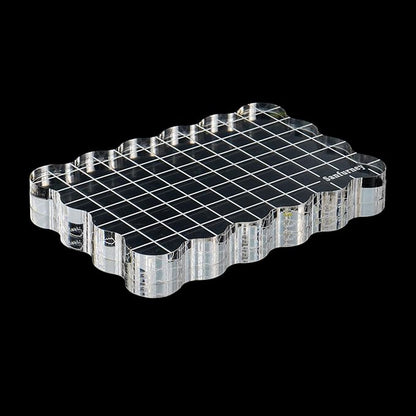 Sanfurney 1 Piece Acrylic Stamp Block, 15mm Thick, Clear Stamping Tool with Grid Lines Decorative Stamp Block for Scrapbooking Crafts Card Making