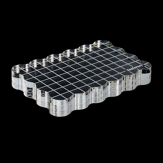Sanfurney 1 Piece Acrylic Stamp Block, 15mm Thick, Clear Stamping Tool with Grid Lines Decorative Stamp Block for Scrapbooking Crafts Card Making