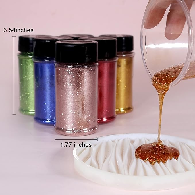 Renfio Ultra Fine Glitter Powder Metallic Resin Glitter 2.11 Oz (60g) PET Flakes Crafts Sequins 1/128" 0.008" 0.2mm Epoxy Chips Flakes for Tumblers Slime Decoration - Champagne Gold