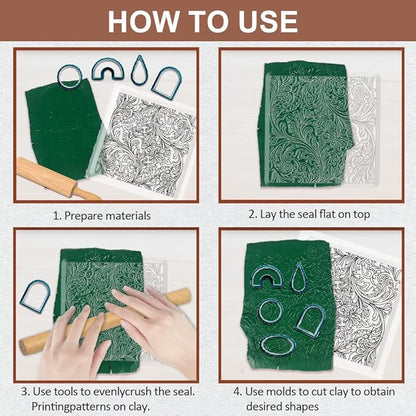 CHGCRAFT Clay Texture Mat Retro Floral Clay Texture Sheets Silicone Polymer Stamp Sheet Modeling Pattern Pad for Polymer Pattern Making Earrings Jewelry 5.5x5.5inch