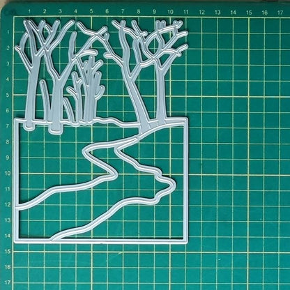 Mvchifay Cutting Dies Happy Birthday Metal Stencils Scrapbooking Tool DIY Emboss Paper Card Making (Roads and Trees-11x14cm)