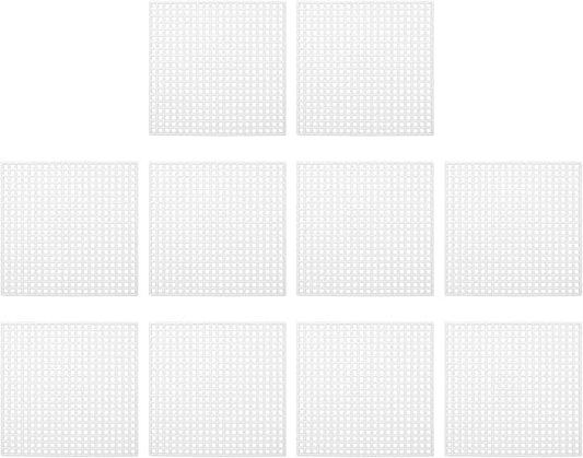 PATIKIL Plastic Mesh Canvas Sheets,10Pcs 3.1 x 3.1inch Cross Needlework Blank Yarn Crafting for Embroidery DIY Bookmarks Cup Mats, White, Square
