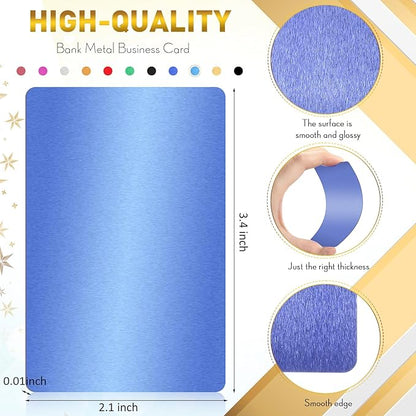 Thenshop 550 Pcs Metal Business Cards Engraving Aluminum Plates for Crafting Multipurpose Metal Sheets for Crafting 0.01 Inch Thick Blank Business Cards for CNC Engraver Laser DIY(Multicolor)
