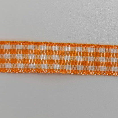 Orange Gingham Plaid Checked Ribbon 25 Yard Each Roll 100% Polyester (3/8", Orange)