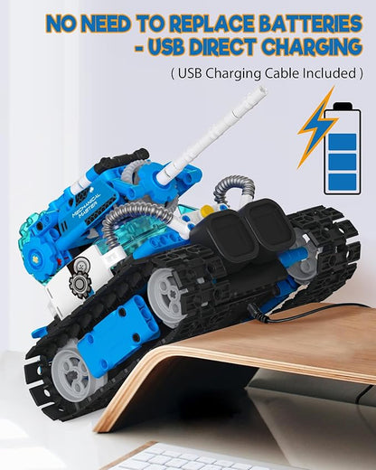 5 in 1 STEM Robot Building Toys for Boys Age 8-13, 494PCS Remote & App-Controlled Set Educational Coding Toy, Kids DIY Sound & Light Interactive Science Sets, Gift for Boys Girls 10-12