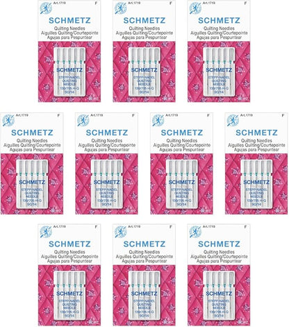 SCHMETZ Quilting Needles - Size 90/14, 5-Needle Cards, Pack of 10