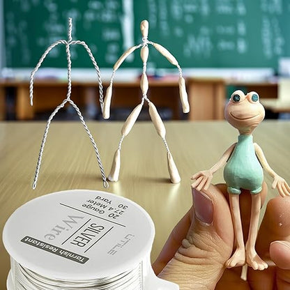UTILE 18 20 22 24 Gauge 90 ft 99.9% Pure Soft Copper Wire for Electroculture Gardening, Jewelry Making, Crafting Wire Bendable, Plant Wire (Silver 22)