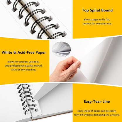 WINNER 5.5" x 8.5" Sketch Book, 4-Pack 400 Sheets Spiral Bound Art Sketchbook, 68lb/100gsm White Acid Free Drawing Pad, Painting Drawing Writing Sketch Pad for Kids, Adults, Teens, Girls & Boys