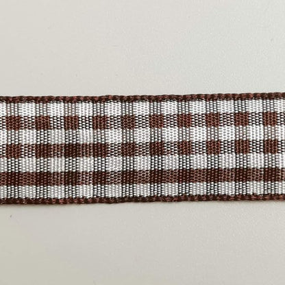 Micomon Brown and White Gingham Ribbon Buffillo Gingham Ribbon 25 Yards Each Roll 100% Polyester (5/8", Brown)