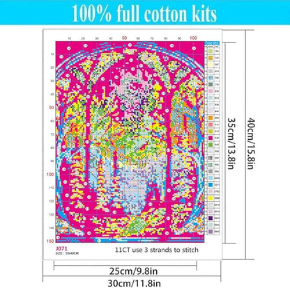 Starry Night Stamped Cross Stitch Kits - Tree Counted Cross Stitch Kits for Beginners Adults Needlepoint Moon Cross-Stitch Patterns Dimensions Needlecrafts Embroidery Kits Arts and Crafts
