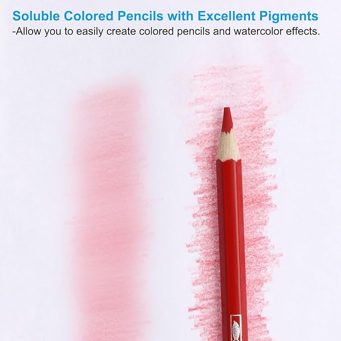 PATIKIL Watercolor Pencil, 6Pcs Water Soluble Pencils for Blending, Coloring, Sketch Drawing, Painting, Ocean Blue