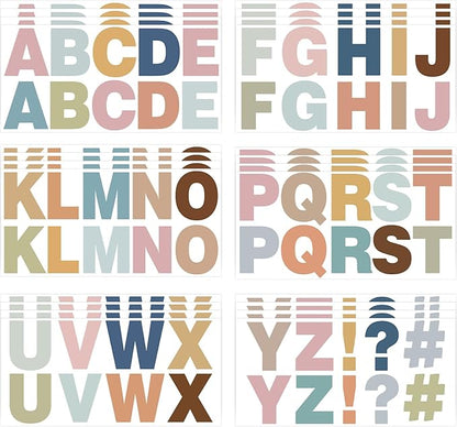 232 Pcs 24 Sheets Boho Bulletin Board Letters,2.4 Inch Letter Stickers Self, Large Alphabet Stickers, ABC Letters for Classroom Wall Window Door Home Decor.(Boho 24)