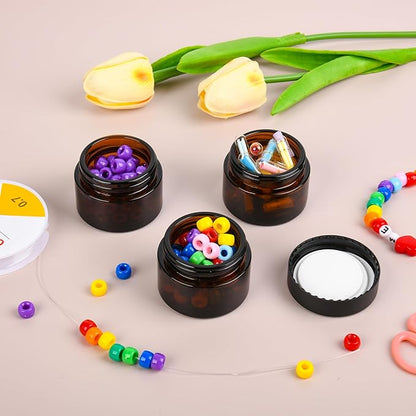 Glass Jars with Lids,Eco-Friendly Cosmetic Containers with Airtight Black Lids & Liners, Multi-Color Options for Cream, Lotion, Body Butter, DIY Skincare Travel Jars (Amber, 1oz)
