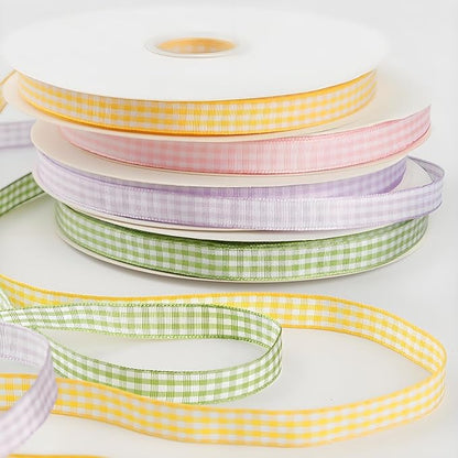 Classic Gingham Checkered Ribbon, Assorted Colors Premium Polyster Plaid Checkered Craft Ribbon for Gift Wrapping, DIY Projects, Hair Bows,Scrapbooking & Party Decor (Fresh Green, 3/8x50Yd)