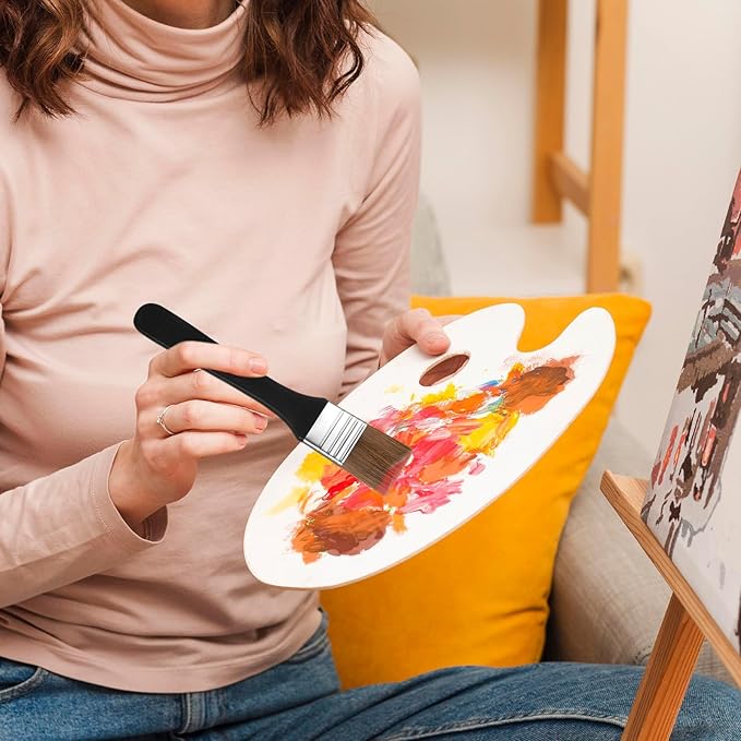 5Pcs Wide Flat Paint Brushes, Oil Art Brushes Set for Acrylic Painting Assorted Sizes Nylon Bristles Artist Paintbrush for Applying Gesso Acrylic Paint Oil Painting Watercolor