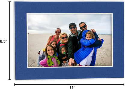 8.5x11 Mat Bevel Cut for 7x9 Photos - Acid Free Bottle Blue Precut Matboard With Backing Board and Crystal Clear, Self Seal Photo Mat Bag - For Pictures, Photos, Framing - 4-ply Thickness