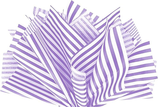 Flexicore Packaging Lilac Purple Pin Stripe Print Gift Wrap Tissue Paper Size: 15 Inch X 20 Inch | Count: 50 Sheets | Color: Lilac Pin Stripe