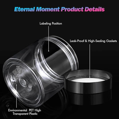  ﻿ Eternal Moment 36 Pack 4 OZ Plastic Jars Round Clear Cosmetic Container Jars with Lids, Perfect for Lotion, Cream, Ointments, Makeup, Eye Shadow, Rhinestone, Samples, Pot, Travel Storage