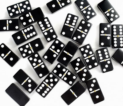Bucher&Rossini Dominoes Set Double 6 - Classic Black Domino's Game Set for Adults and Kids Idea Gift Present for Domino Players or Family Game Night (Black New)