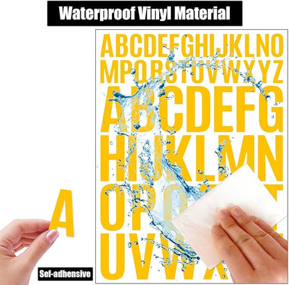 Bemeol Letter Stickers 1560 Pieces 30 Sheets Stick on Vinyl Letters Capital Alphabet Sticker Letter for Craft Bulletin Boards Classroom Home Business Decor(Yellow,1 Inch,2 Inch)