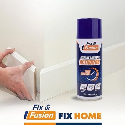 FIX & FUSION Activator Spray (13.5 Fl Oz), Instant Cure Accelerator for Cyanoacrylate (CA) Super Glue for Wood, Plastic, Rubber, Granite, and DIY & Professional, Accelerates Bonding Strength, (6 Pack)