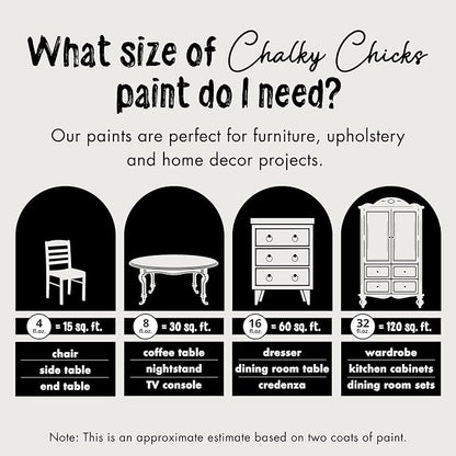 Chalky Chicks 8 Fl Oz Matte Hail (White) Chalk Paint for Furniture Without Sanding, No Prep Furniture Paint No Sanding All in One for Crafts, Wood, Walls, Cabinet, Metal, Dresser, Farmhouse