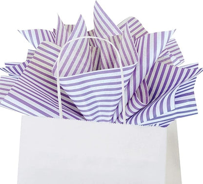Flexicore Packaging Lilac Purple Pin Stripe Print Gift Wrap Tissue Paper Size: 15 Inch X 20 Inch | Count: 50 Sheets | Color: Lilac Pin Stripe