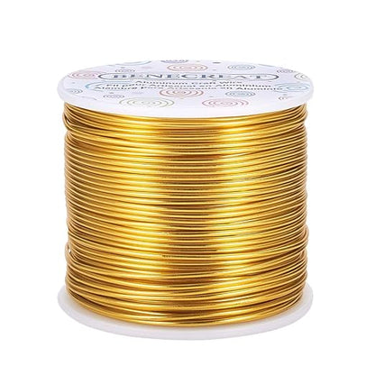 BENECREAT 15 Gauge 220FT Aluminum Wire Anodized Jewelry Craft Making Beading Floral Colored Aluminum Craft Wire - Gold