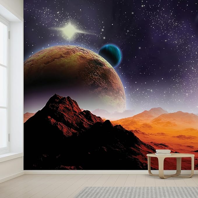 wall26 Wall Sticker/Wall Mural Peering into a Vibrantly Colored Space, Not Peel and Stick, Non-Woven Wallpaper Decorative for Bedroom, Living Room,Office - 132x120 inches