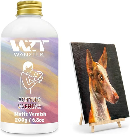 Acrylic Varnish, Professional Matte Varnish for Acrylic Painting, Seals and Protects Artworks, Non-Toxic, Art Acrylic Paint Sealer for Handmade Artists, Painter & Kids (200ml/Matte)