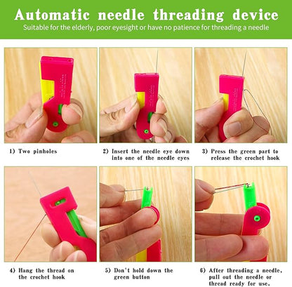 Fedmut Needle Threaders Set, 51 Pcs Needle Threader Tool Needle Threaders for Hand Sewing Craft, 9 Types Needle Threader with Thimbles Great for Hand Sewing Needle Work, Sewing Machine, Embroidery