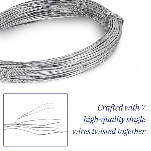 32.8 Feet/10m Stainless Steel Picture Hanging Wire, Heavy Duty Metal Wire for Photo Artwork and Picture Hanging (0.7mm/0.03in)