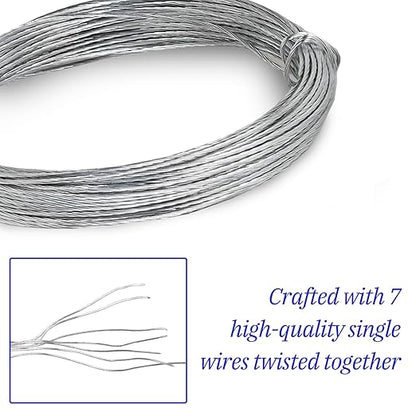32.8 Feet/10m Stainless Steel Picture Hanging Wire, Heavy Duty Metal Wire for Photo Artwork and Picture Hanging (0.7mm/0.03in)