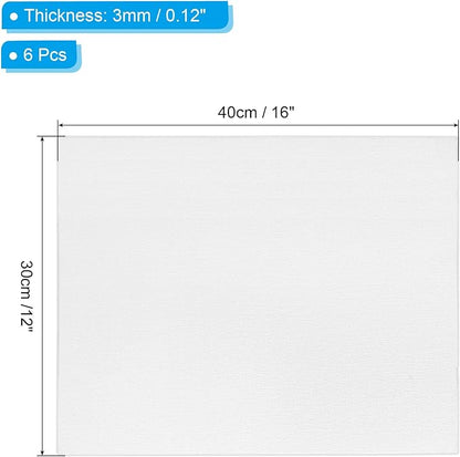 PATIKIL 12x16 Canvas Boards for Painting, 6 Pack 100% Cotton Square Triple Primed Stretched Blank Art Canvas Panel Bulk Thin for Acrylic, Oil, Tempera Paints, White